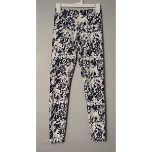 Women's Size Medium Balance Collection‎ Yoga Active Leggings Blue White Floral